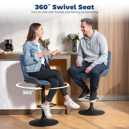 Sekamo Set Of 2 Dark Blue Faux Leather Retro Bar Chairs