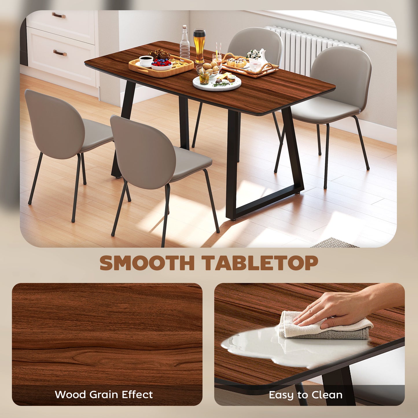 Soramo 160cm Wooden Ex10dable Dining Table With Steel Frame Seating 4 To 6
