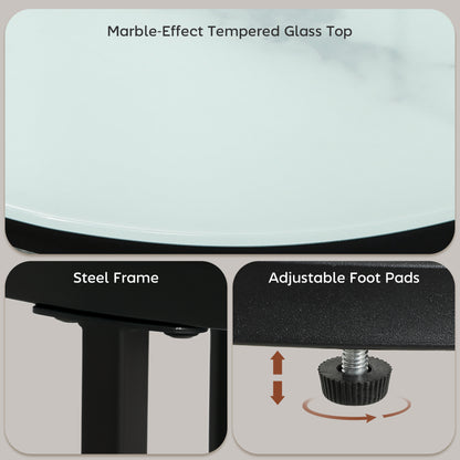 Sosuri Set Of 2 Round Nesting Tables Metal And Glass White With Marble Effect Tops