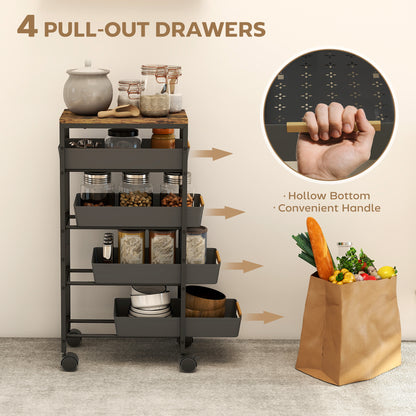 Coli Metal Black 5 Tier Storage Trolley On Wheels