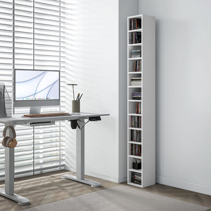 Manina Wood White Tall Narrow CD Storage Tower With 204 Disc Capacity