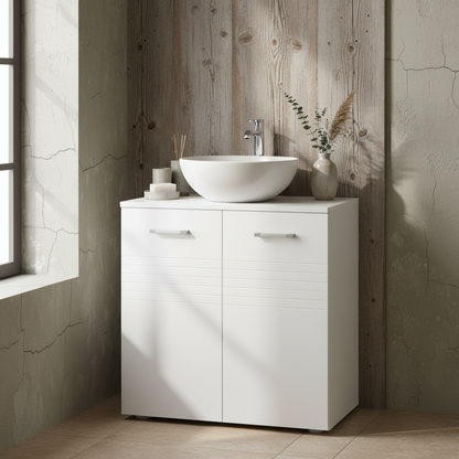 Letake Vaka High Gloss White Under Sink Vanity Cupboard With Adjustable Internal Shelving
