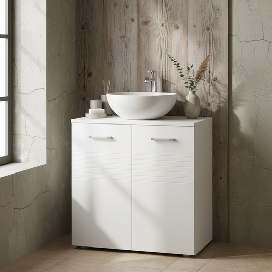 Letake Vaka High Gloss White Under Sink Vanity Cupboard With Adjustable Internal Shelving