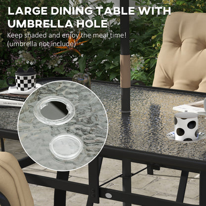 Seriva 6 Seater Cream Garden Dining Set with Black Metal Frame