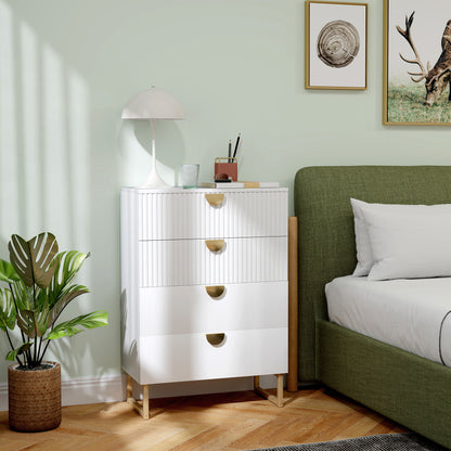 Nimise Wooden White Elegant 4 Drawer Chest Of Drawers