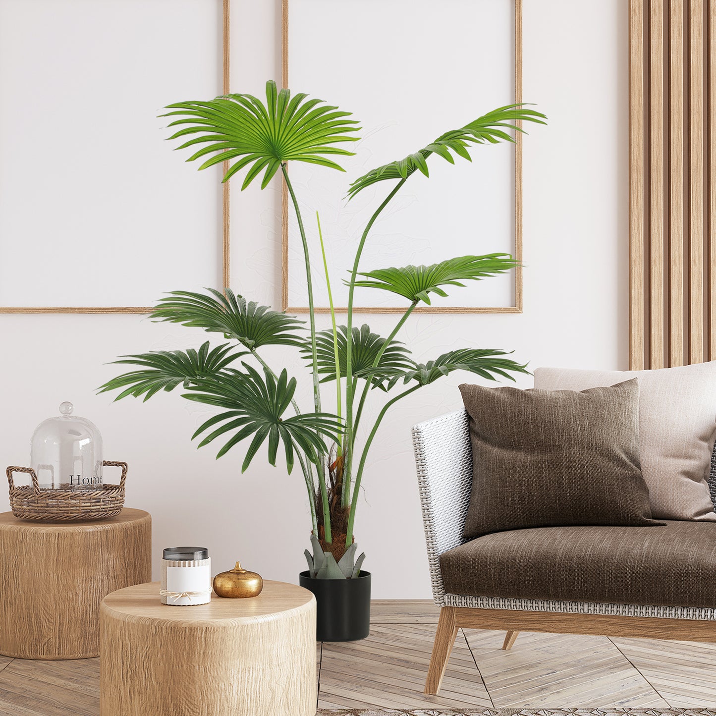 Raravere Tall Artificial Palm Style Tree With Natural Trunk Detail In Pot H8 145cm