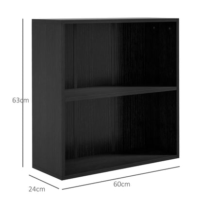 Roco Kepa Wood Black Low 2 Tier Bookcase With Adjustable Shelves