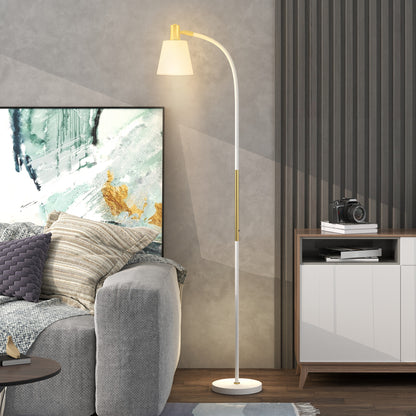 Nadino Metal White and Gold Adjustable Reading Floor Lamp With Spotlight Head