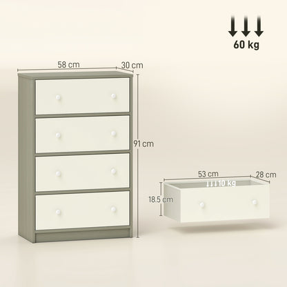 Cottola Fabric And Metal White And Grey 4 Drawer Storage Dresser