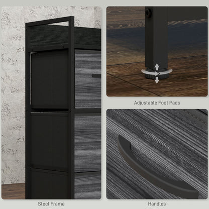 Kele Fabric And Wood Black 4 Drawer Rustic Storage Chest