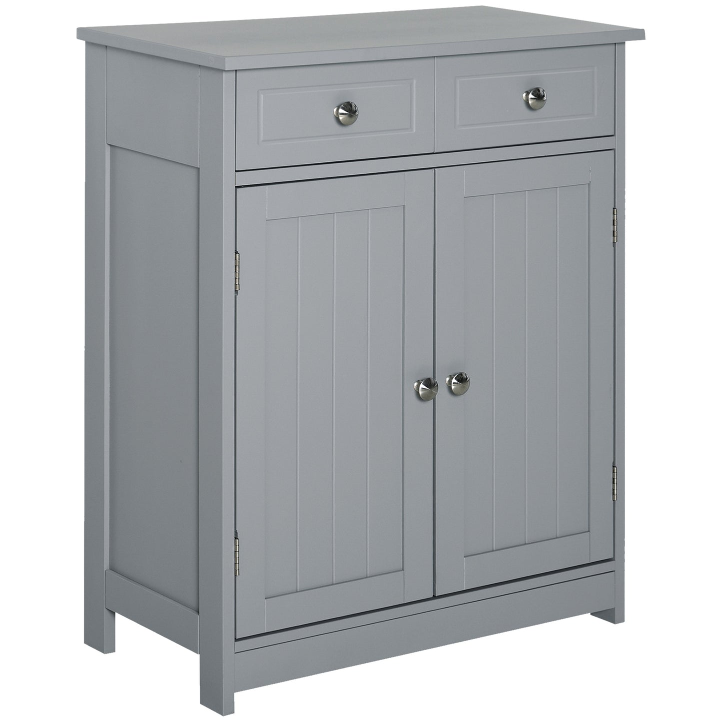 Letare Freestanding Bathroom Storage Cabinet With 2 Drawers And Cupboard Traditional Grey Finish 75x60cm
