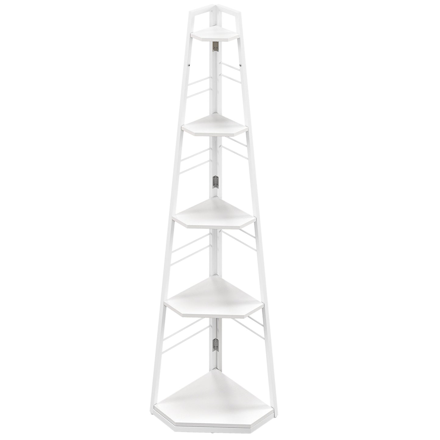Vineha Wood White 5 Tier Corner Shelving Unit