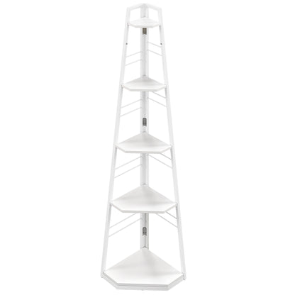 Vineha Wood White 5 Tier Corner Shelving Unit