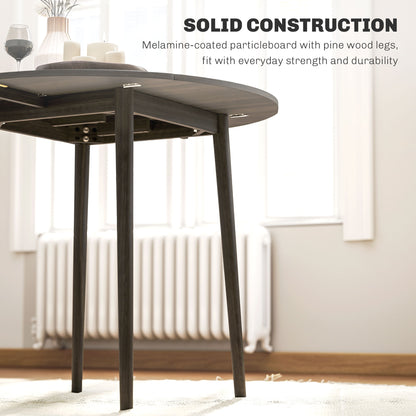 Harapa Solid Wood Grey Round Folding Dining Table Seating 4 With TaFauxred Legs