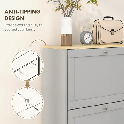 Sari Wooden Grey Compact 3 Drawer Shoe Cabinet
