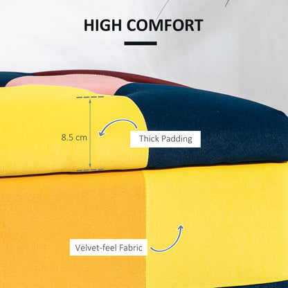 Tava Velvet Multicolour Storage Bench With Wooden Legs For Bedroom