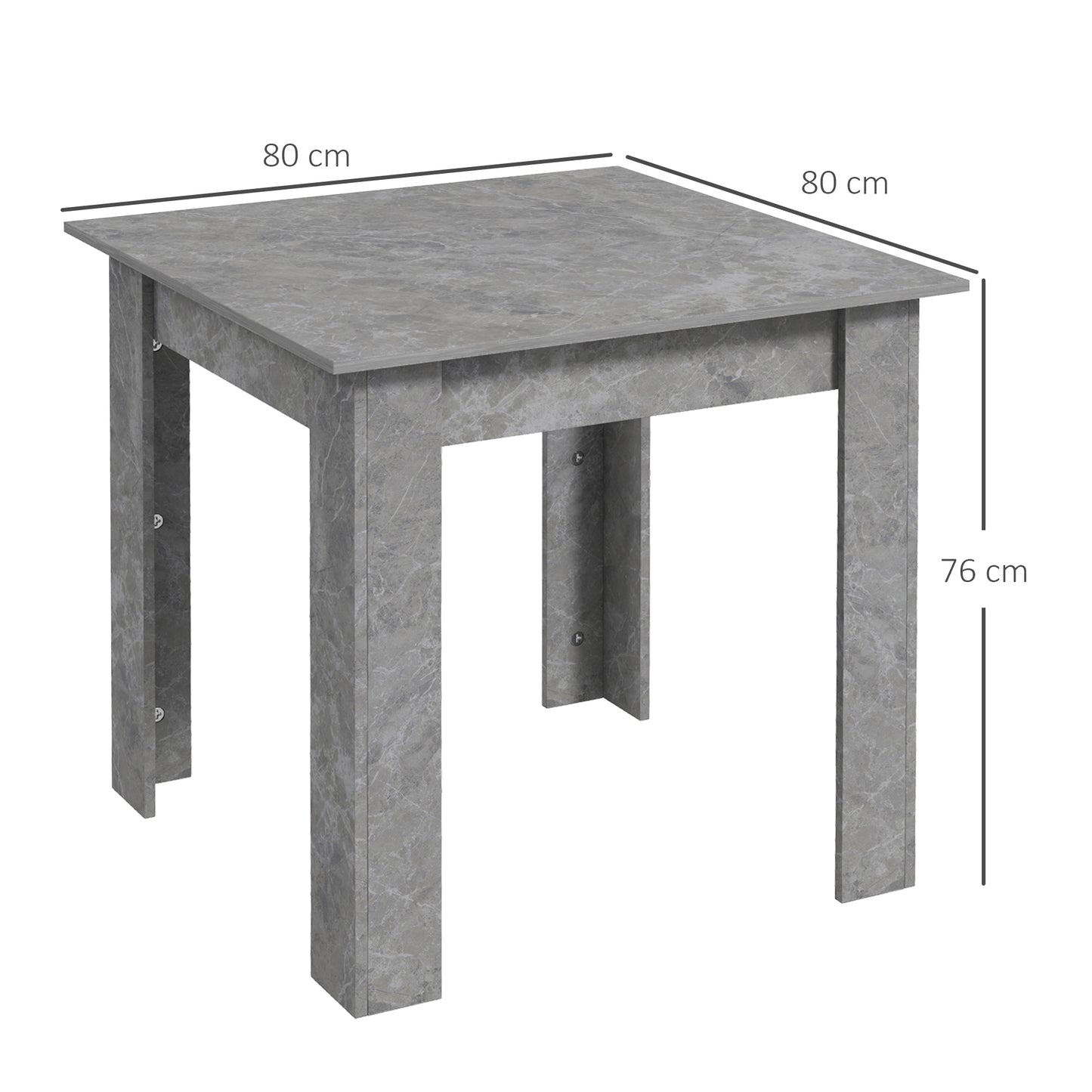 Kava Cement Grey Square Dining Table With Faux Cement Finish Compact Modern Style