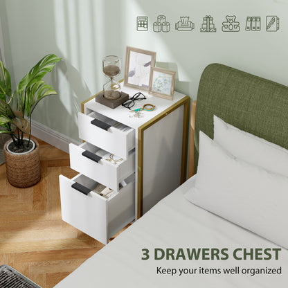 Loyo Metal And Wood White 3 Drawer Industrial Storage Chest