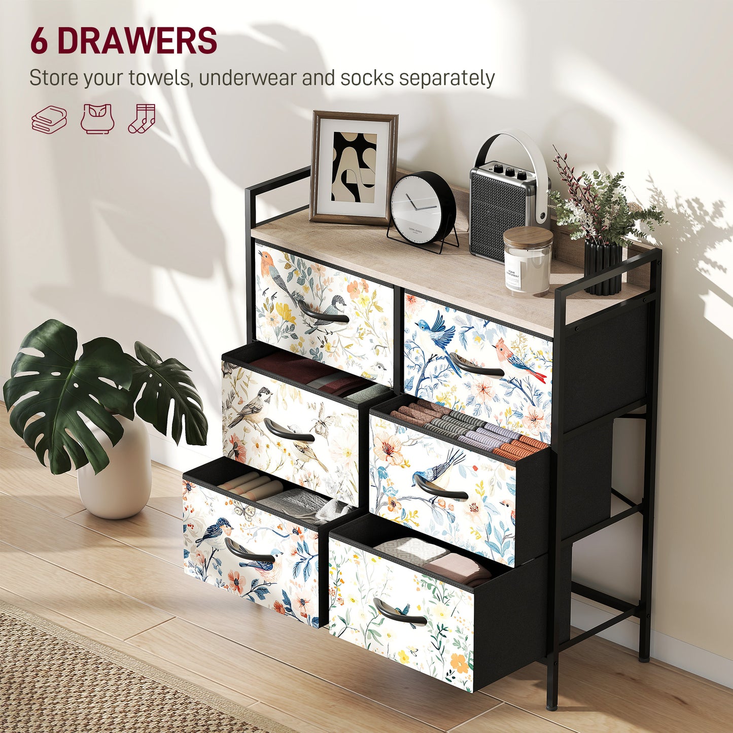 Tonona Wooden White 6 Drawer Storage Chest