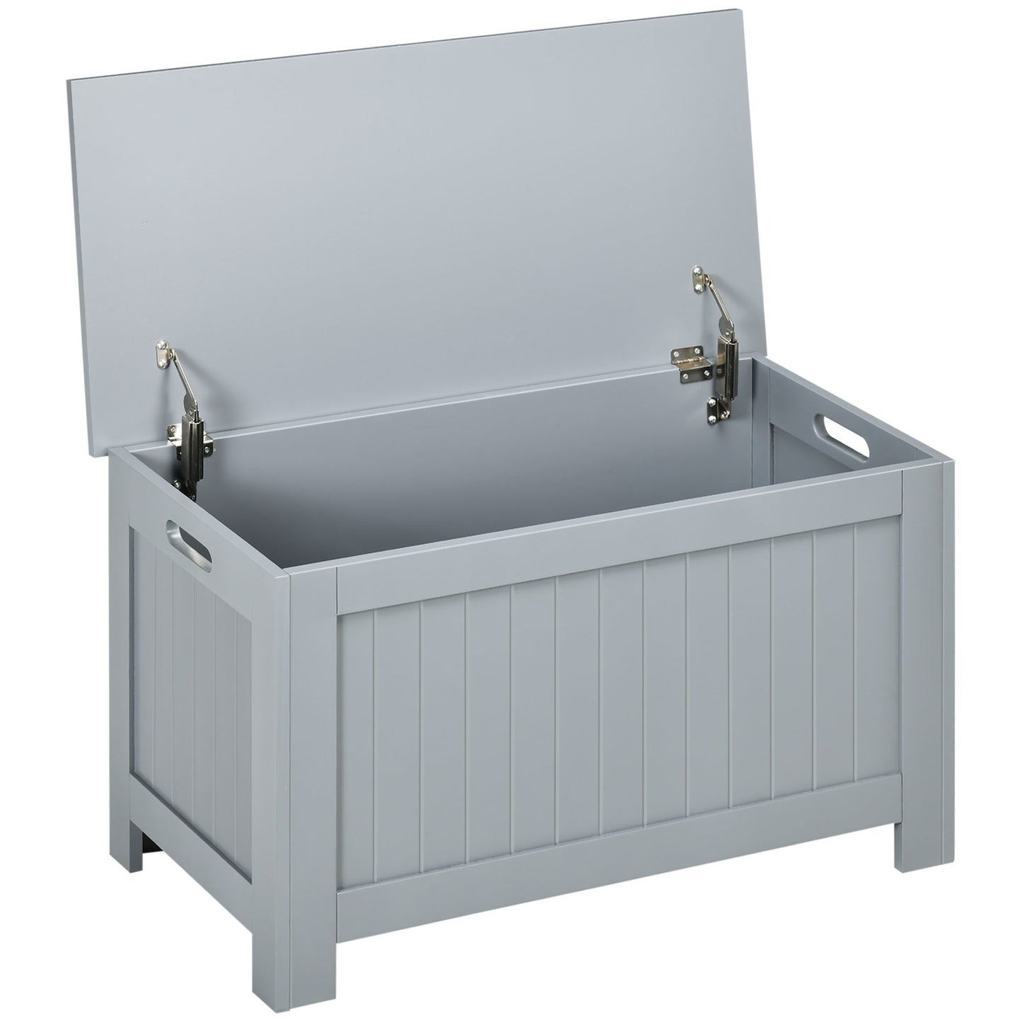 Vekasa Grey Toy and Blanket Storage Chest With Safety Hinged Lid