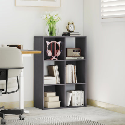 Fahe Wooden Grey 6 Cube Storage Bookcase