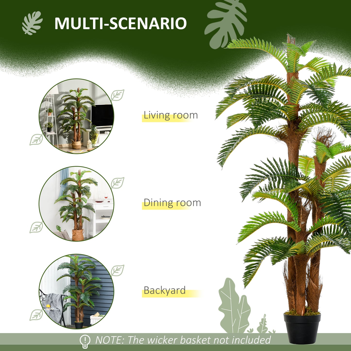 Vira Nole Set Of 2 Artificial Tropical Fern Style Plants In Pots H8 150cm
