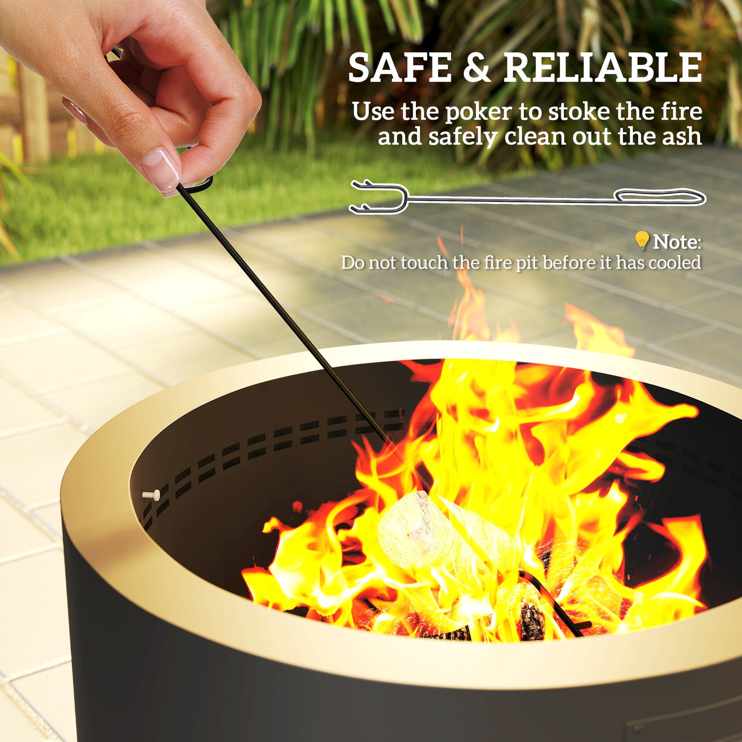 Ralarari 60cm Steel Black Round Outdoor Garden Fire Pit With Lid