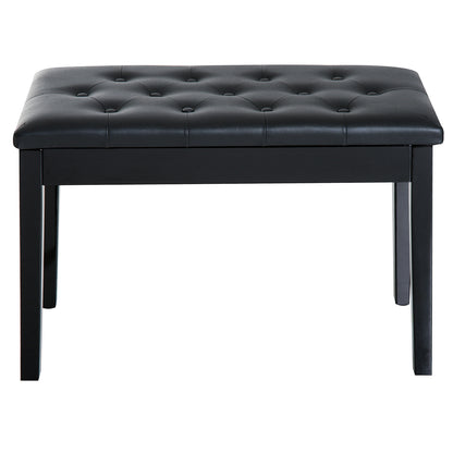 Milara Faux Leather Black Upholstered Piano Bench With Storage Compartment Diamond Tufted Lid