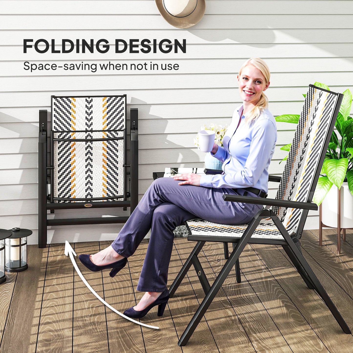 Satzi Rattan Multicolour Reclining Garden Chairs Set Of 2 With Adjustable Comfort Design