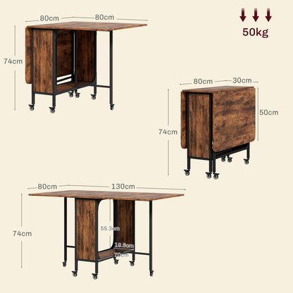 Nilanana Wooden Rustic Brown And Black Drop Leaf Dining Table Seating 6