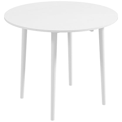 Zinise Solid Wood White Round Folding Dining Table Seating 4 With TaFauxred Legs