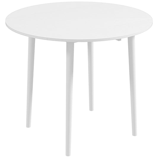 Zinise Solid Wood White Round Folding Dining Table Seating 4 With TaFauxred Legs