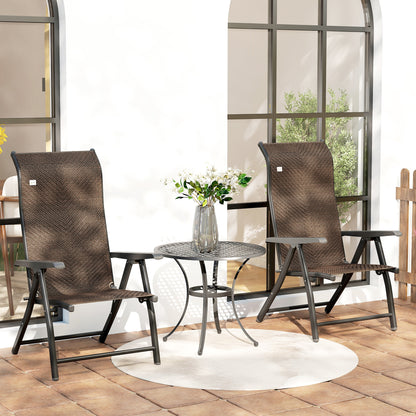 Noka Set Of 2 Metal Brown Folding Garden Chairs With 7 Position Reclining Backs