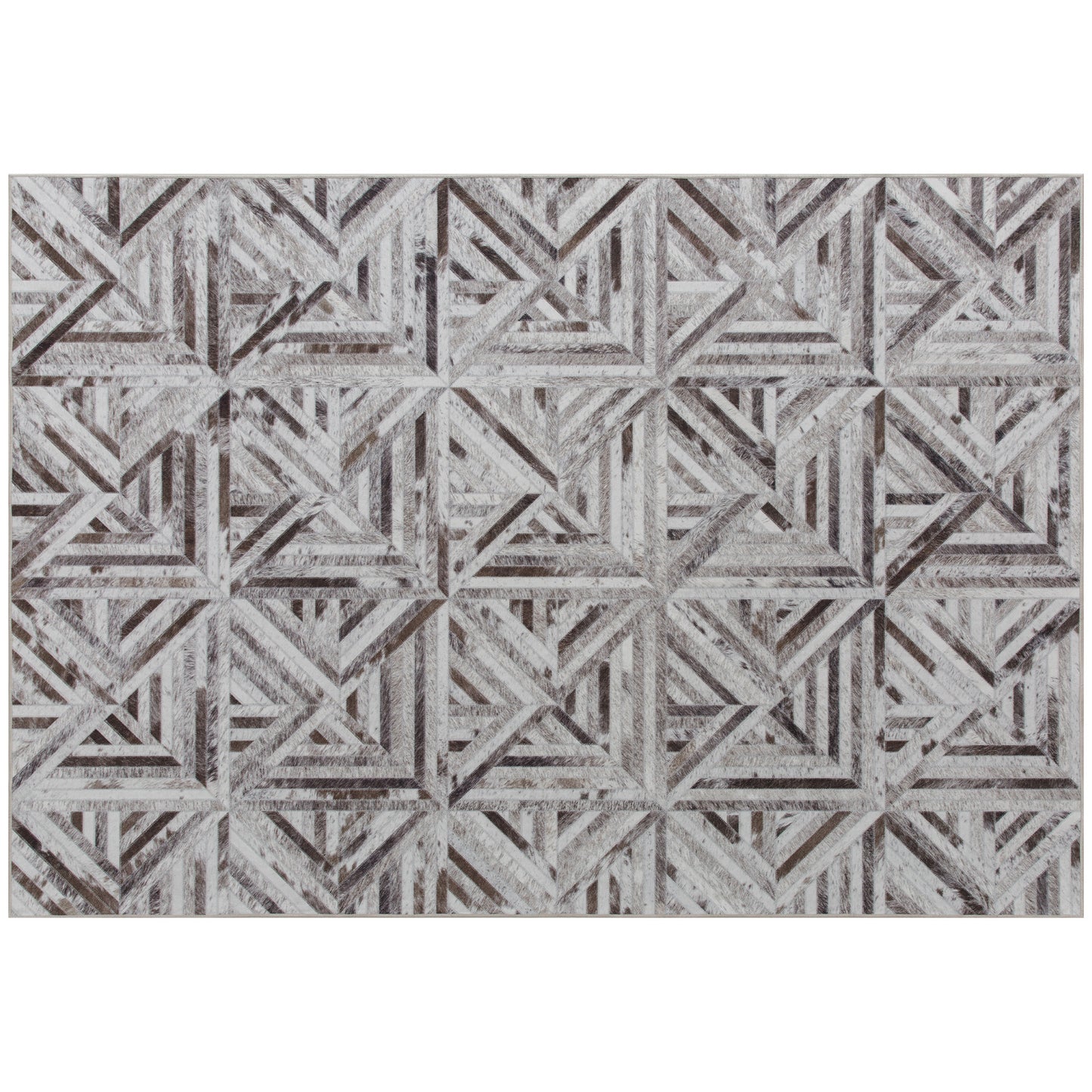 Fisuk 290 x 200cm Chenille Brown Triangle Pattern Non Slip Washable Rug