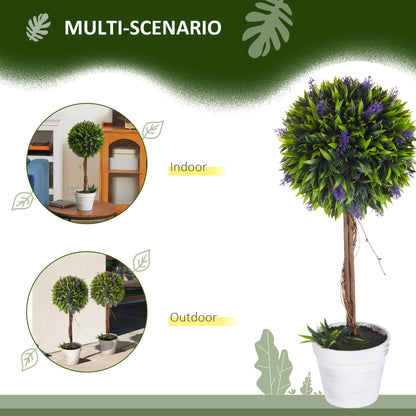 Kema Mado Set Of 2 Artificial Lavender Ball Trees In Pots For Indoor And Outdoor Styling 60cm