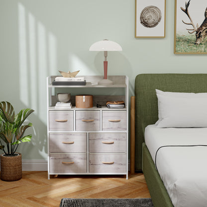 Rile Grey Fabric And Wood 7 Drawer Storage Chest