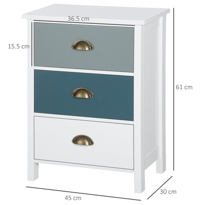 Dilosu Noka Set Of 2 Shabby Chic 3 Drawer Bedside Tables In Grey And Blue