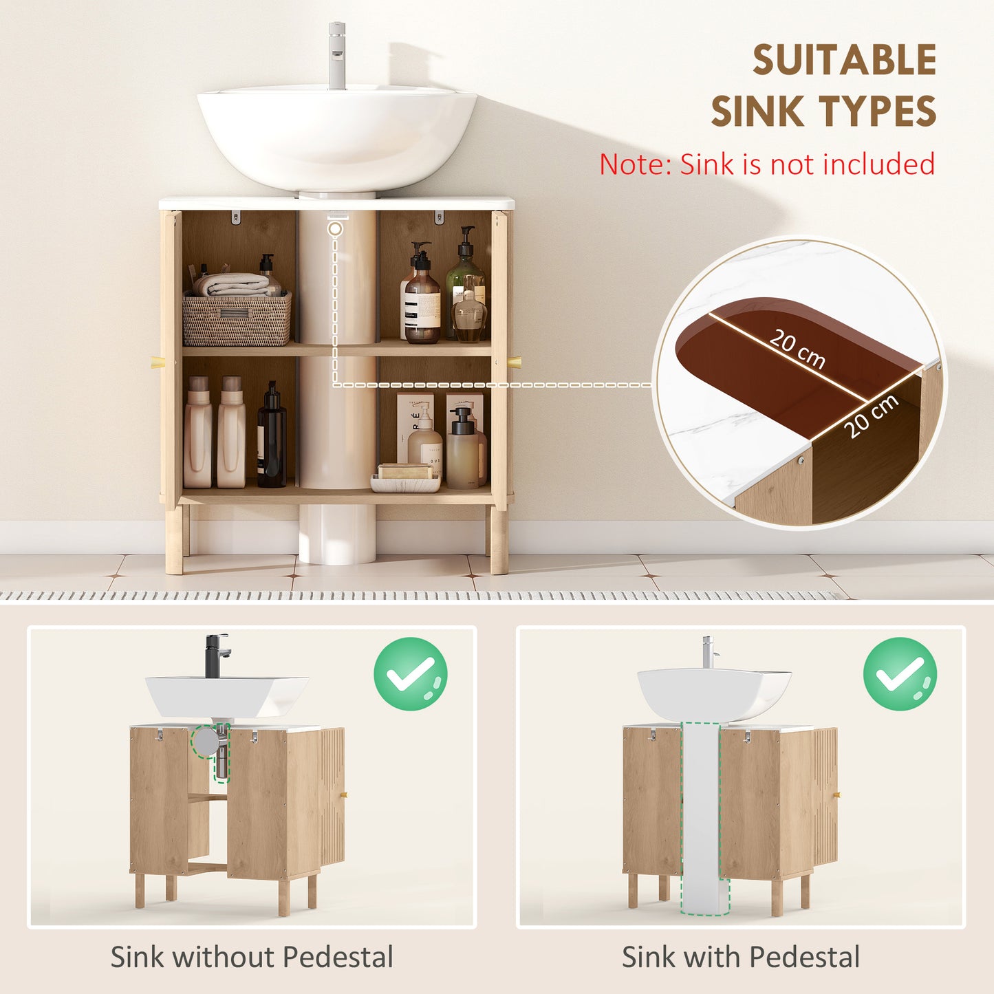 Combita Under Sink Bathroom Storage Cabinet For Pedestal Basin Oak Finish