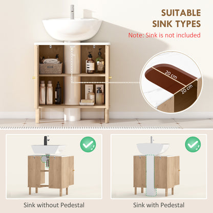 Combita Under Sink Bathroom Storage Cabinet For Pedestal Basin Oak Finish
