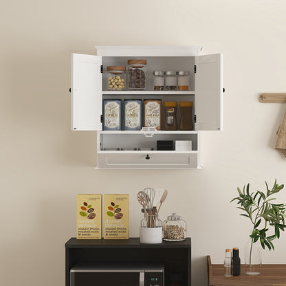 Nelavi Wall Mounted Bathroom Storage Cabinet With Adjustable Shelving And Recessed Doors White