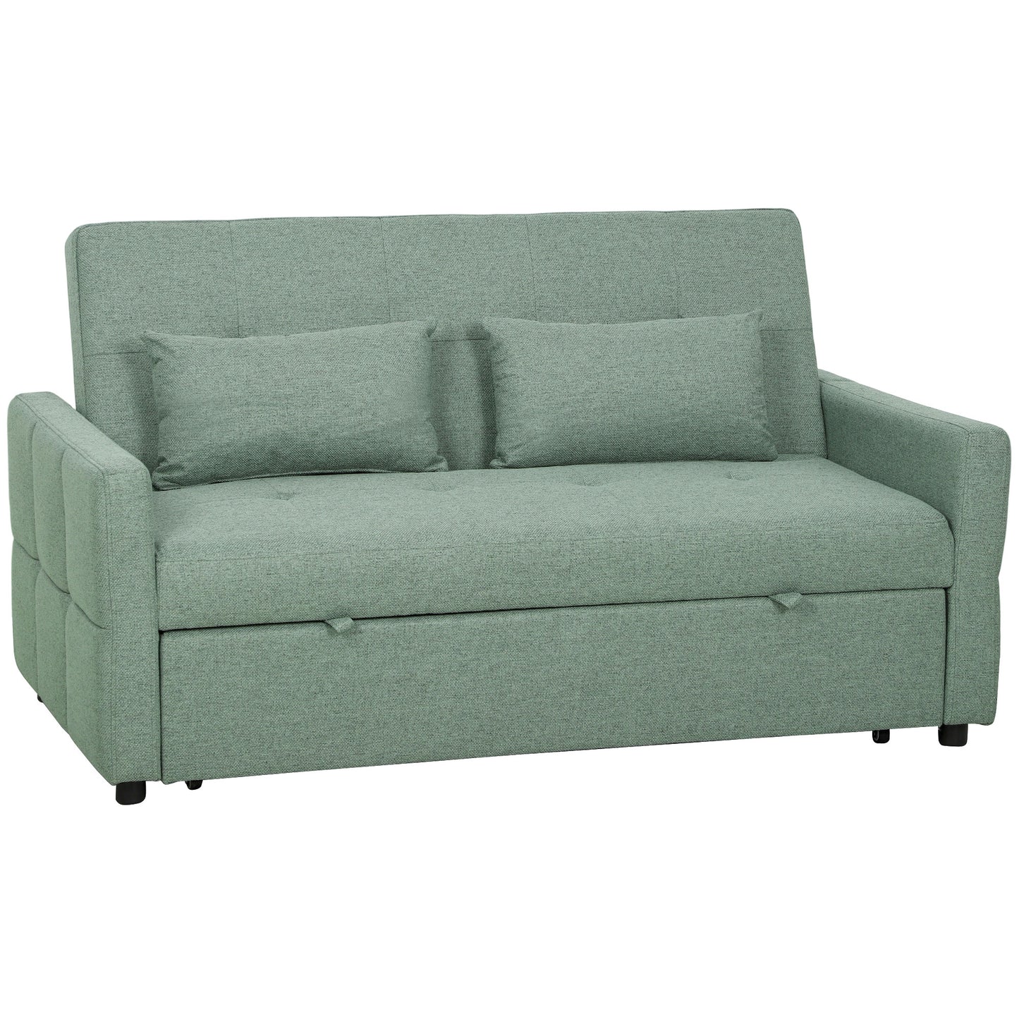 Nenase Mint Green Upholstered 3 Way Convertible 2 Seater Sofa Bed