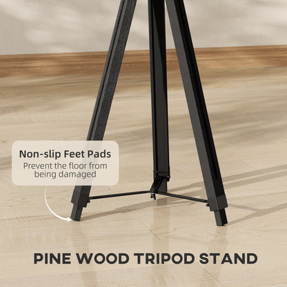 Suta Wood And Metal Black Tripod Searchlight Floor Lamp Adjustable Head
