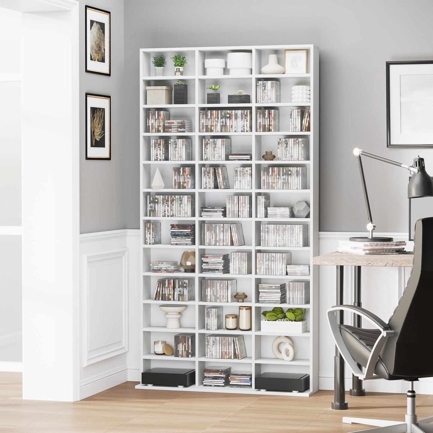 Vemini Wood White Storage Unit With 33 Adjustable Compartments