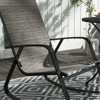 Suvi Metal Light Brown Mesh Set Of 2 Outdoor Rocking Garden Chairs