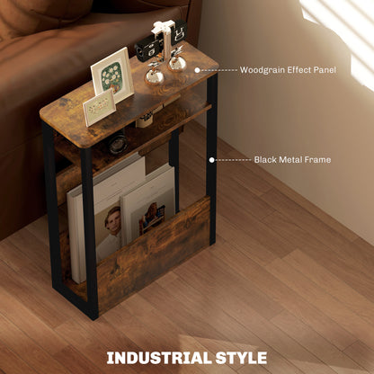 Novizi Metal And Wooden Black And Brown Industrial Style Side Table