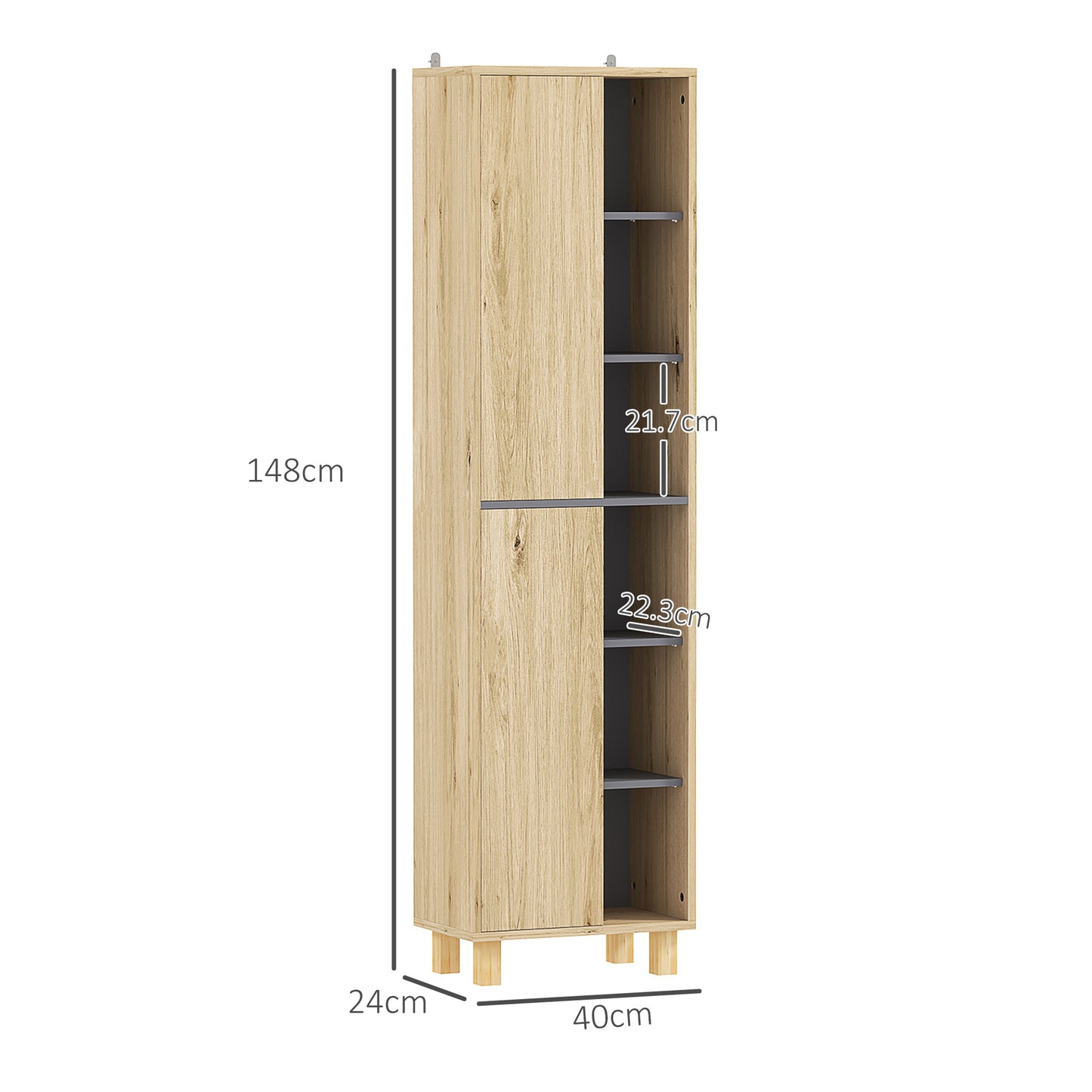 Lanoha Slim Multi Storage Bathroom Cabinet With Wood Effect Finish