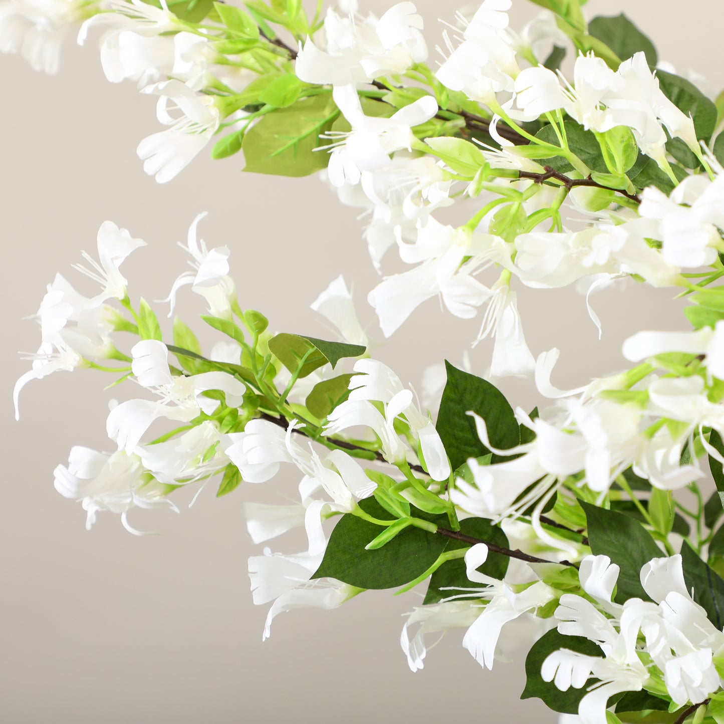 Laniha Set Of 2 Artificial Honeysuckle Flower Plants With Curved Stems In White Pots
