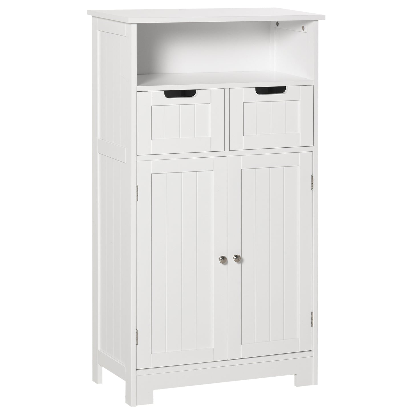 Sore Neco Freestanding White Bathroom Storage Unit With 2 Drawers And Adjustable Shelving