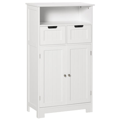 Sore Neco Freestanding White Bathroom Storage Unit With 2 Drawers And Adjustable Shelving