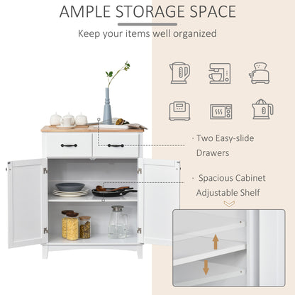 Vamalu Wooden White Kitchen Cabinet With 2 Drawers For Dining And Living Spaces